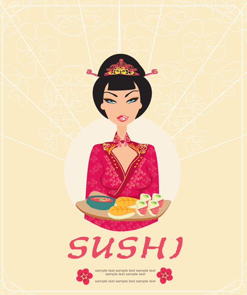 Set of Susi girl design vector 05
