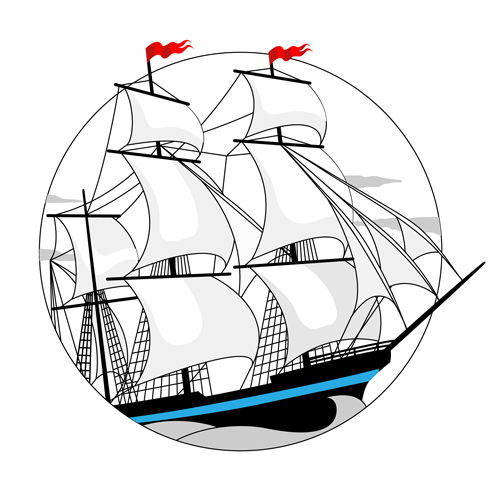 white sailship design 