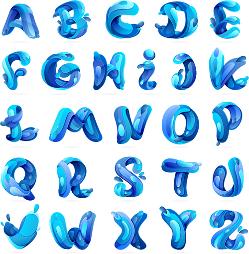 Blue water alphabets vector Blue water alphabets vector