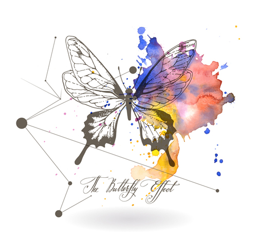 Butterfly with watercolor grunge vector Butterfly with watercolor grunge vector
