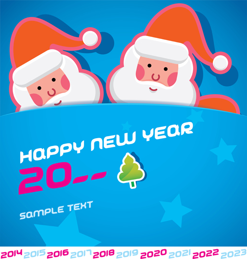 Cartoon santa bookmarks christmas card vector 01