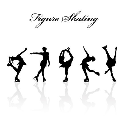 Figure skating design vector silhouettes Figure skating design vector silhouettes