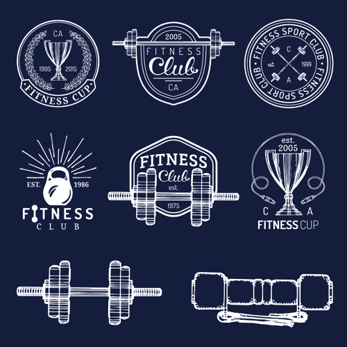 Fitness training label with logotype vector set 02 Fitness training label with logotype vector set 02