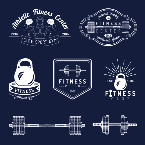 Fitness training label with logotype vector set 03 Fitness training label with logotype vector set 03