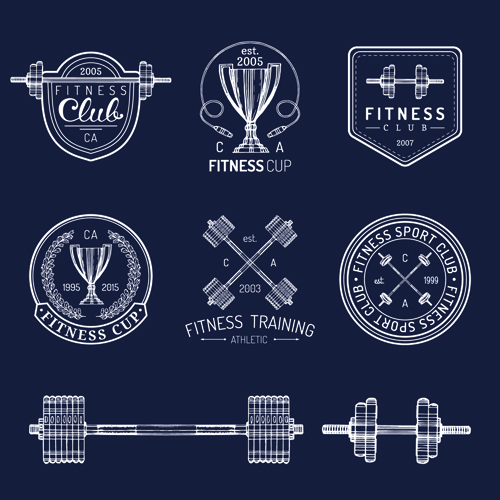 Fitness training label with logotype vector set 04 Fitness training label with logotype vector set 04