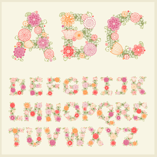 Flower alphabets letters vectors 01 Flower alphabets letters vectors 01