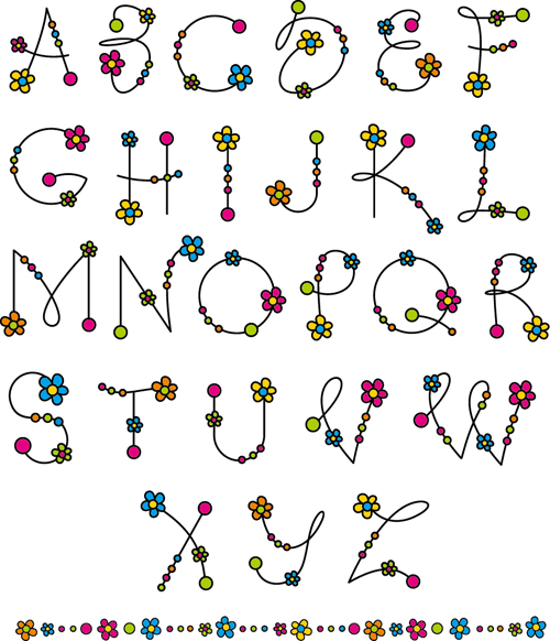 Flower alphabets letters vectors 02 Flower alphabets letters vectors 02