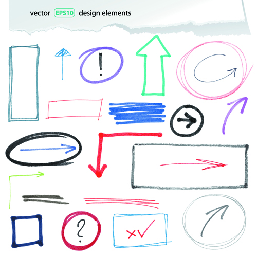 Hand drawing different signs vectors graphics 04
