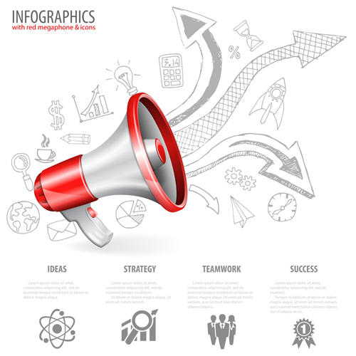 Infographics with red megaphone vector 02 Infographics with red megaphone vector 02