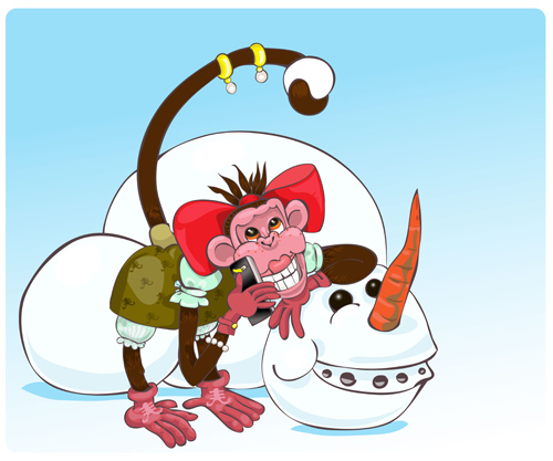 Monkey new year design vecotr 02 Monkey new year design vecotr 02