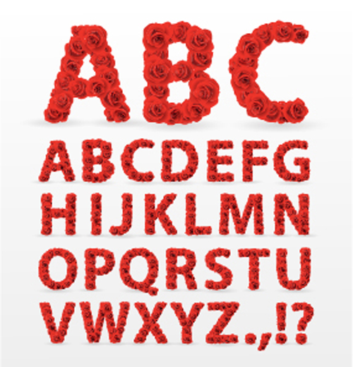 Red rose alphabets vector material Red rose alphabets vector material