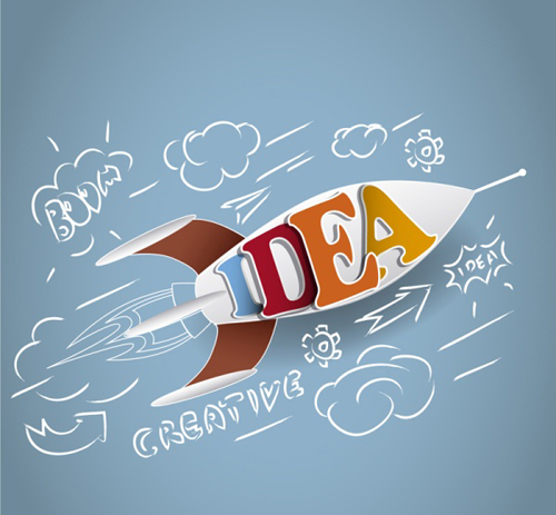 Rocket cartoon styles vector