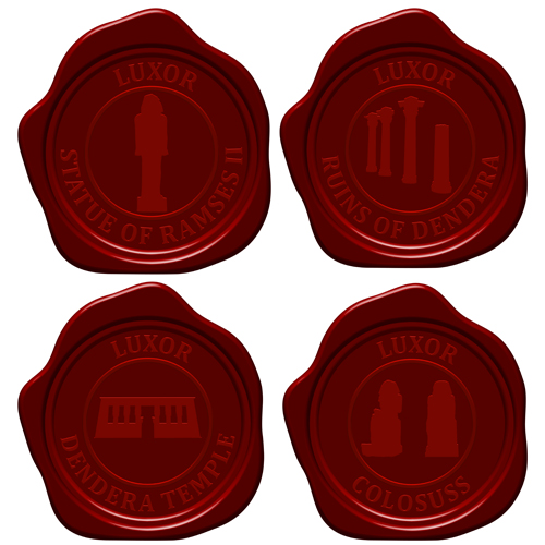 Sealing wax with world landmarks vector set 06