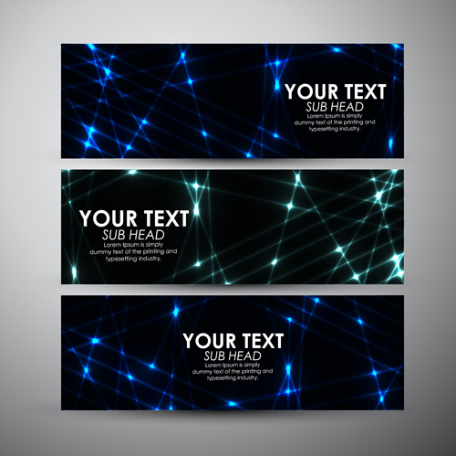 Shiny technology banners vector set 04 Shiny technology banners vector set 04