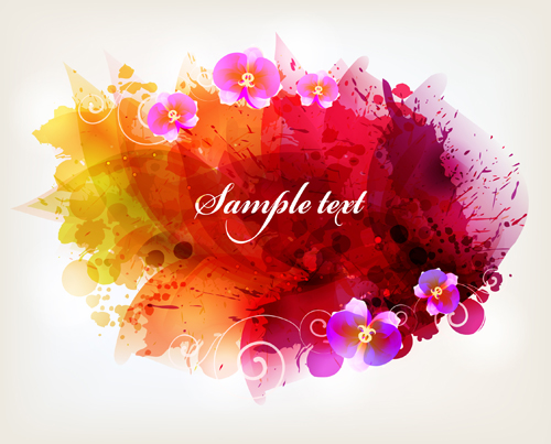Splash watercolor with flower background vector Splash watercolor with flower background vector