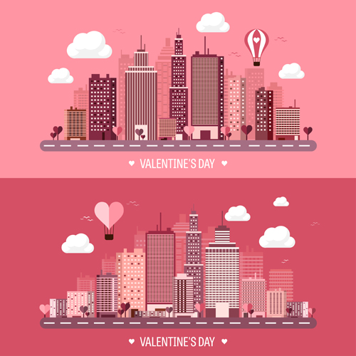 Valentines tay city template vector 01 Valentines tay city template vector 01