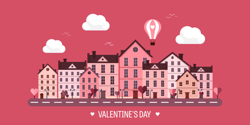 Valentines tay city template vector 05 Valentines tay city template vector 05