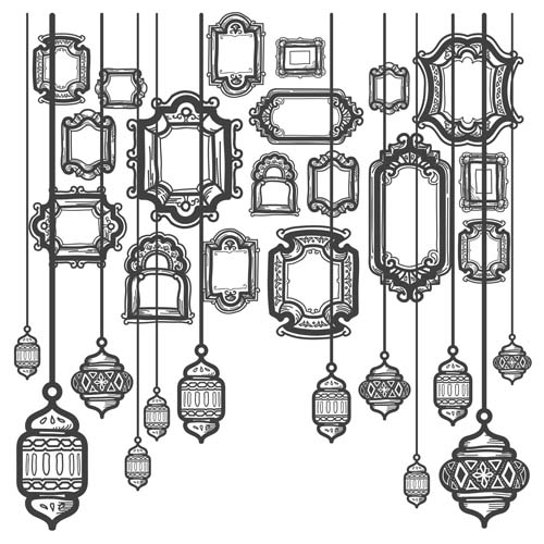 Vintage frames with chandelier vectors Vintage frames with chandelier vectors