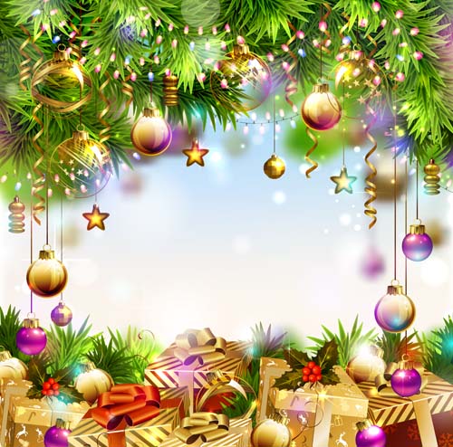 2016 christmas gift with baubles background vector 2016 christmas gift with baubles background vector