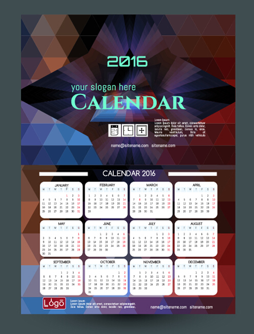 template technology calendar 2016 
