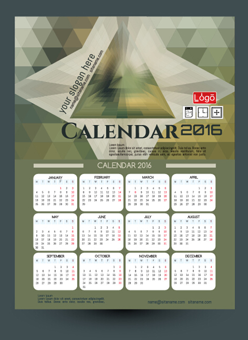 2016 technology calendar template vector 15 2016 technology calendar template vector 15