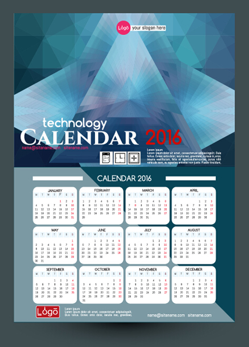 2016 technology calendar template vector 16 2016 technology calendar template vector 16