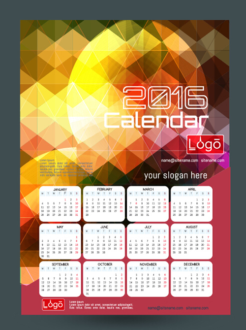 2016 technology calendar template vector 17 2016 technology calendar template vector 17
