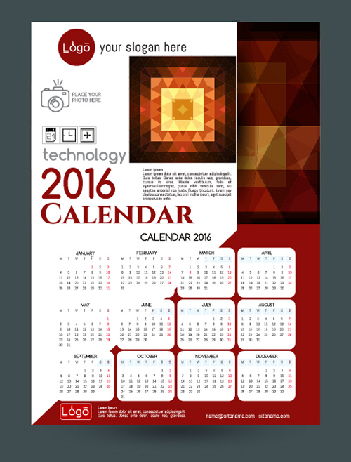 2016 technology calendar template vector 18 2016 technology calendar template vector 18