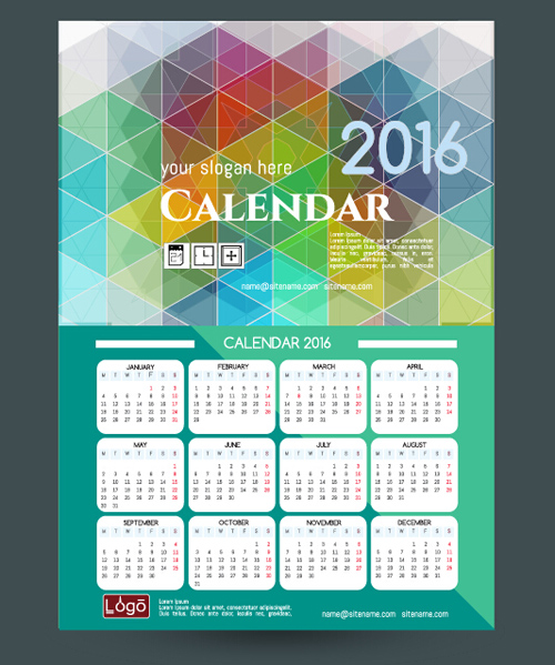 2016 technology calendar template vector 19 2016 technology calendar template vector 19