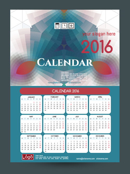 2016 technology calendar template vector 20 2016 technology calendar template vector 20