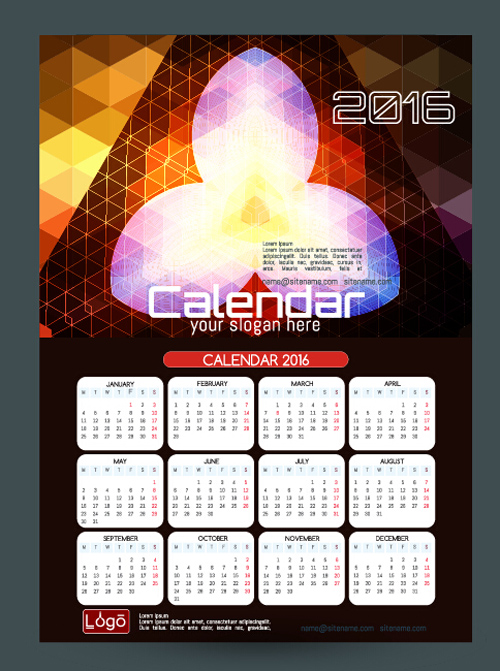 template technology calendar 2016 