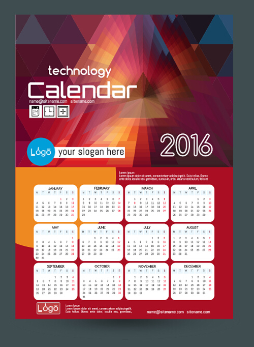 2016 technology calendar template vector 28 2016 technology calendar template vector 28