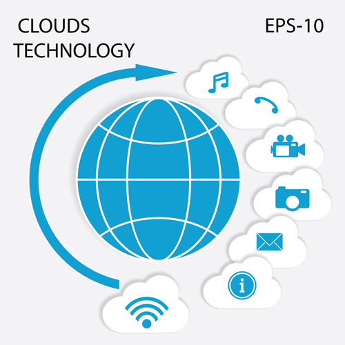 Clouds technology infographics vector material Clouds technology infographics vector material