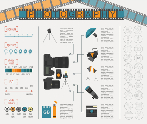 Creative photography infographics design vectors 04 Creative photography infographics design vectors 04