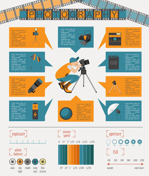 Creative photography infographics design vectors 06 Creative photography infographics design vectors 06