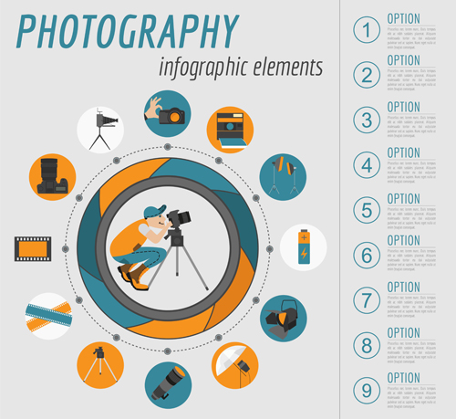 Creative photography infographics design vectors 08 Creative photography infographics design vectors 08