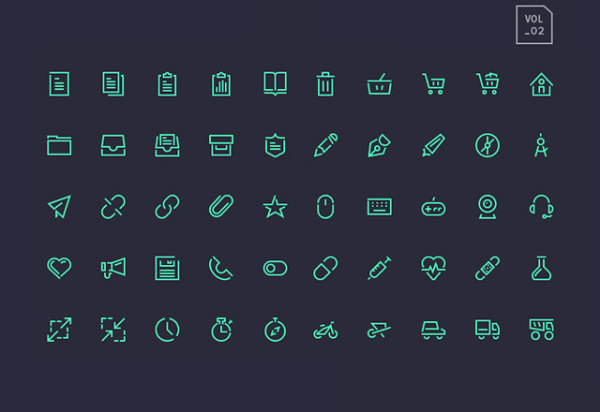 Dark green line system icons