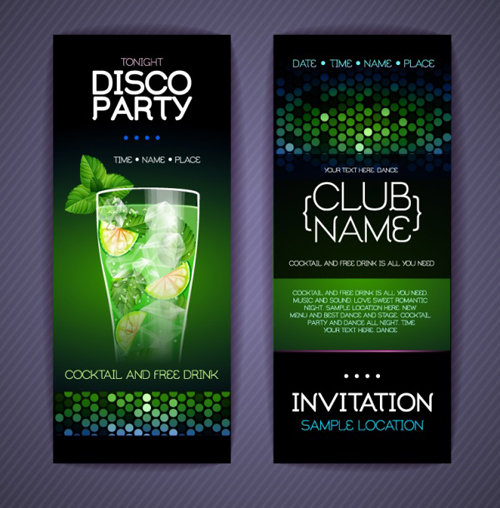 Disco party Invitation Cards vector