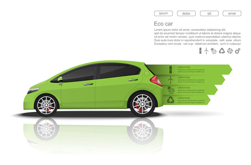 Eco car infographics vectors 01 Eco car infographics vectors 01