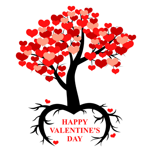 Hearts tree with valentines day vector Hearts tree with valentines day vector