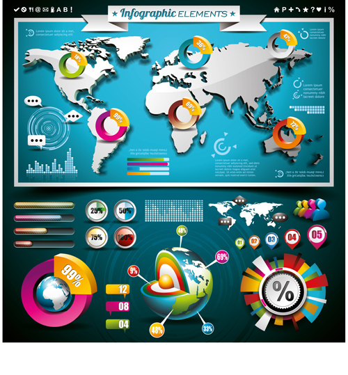 Vectors Infographics elements set 01 Vectors Infographics elements set 01