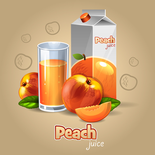 Peach juice pack with cup vector Peach juice pack with cup vector