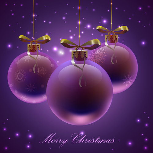 Purple christmas ball with background vector 02 Purple christmas ball with background vector 02
