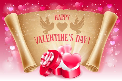 Romantic valentine day gift cards vector 03 Romantic valentine day gift cards vector 03