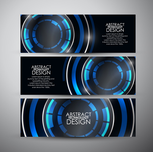 Shiny technology banners vector set 01 Shiny technology banners vector set 01