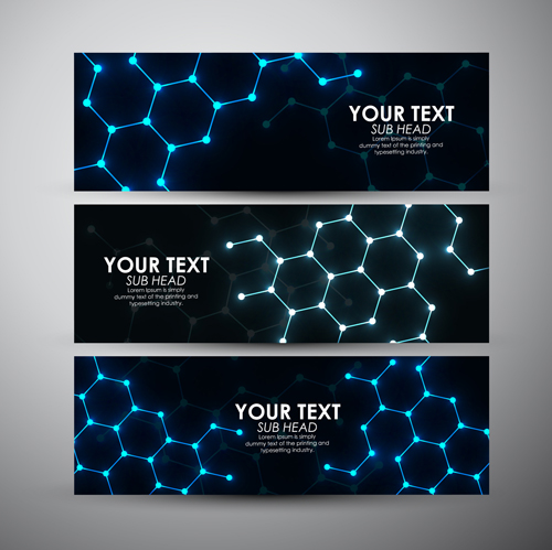 Shiny technology banners vector set 02 Shiny technology banners vector set 02