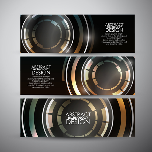 Shiny technology banners vector set 03 Shiny technology banners vector set 03