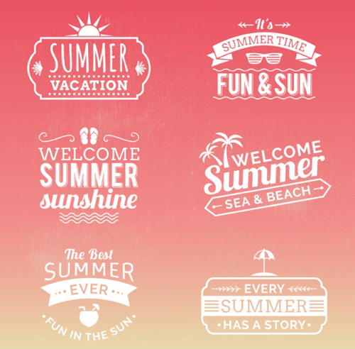 summer Retro font material labels holiday 