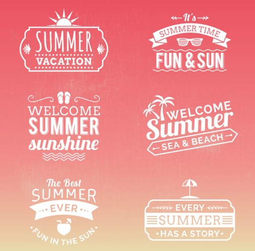 Summer holiday labels retro vector material Summer holiday labels retro vector material