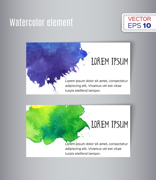 Watercolor business card creative vectors 02 Watercolor business card creative vectors 02